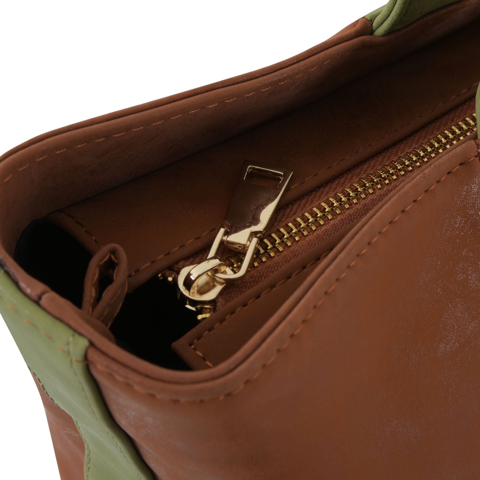Dual Luxury Tote - Tan and Green