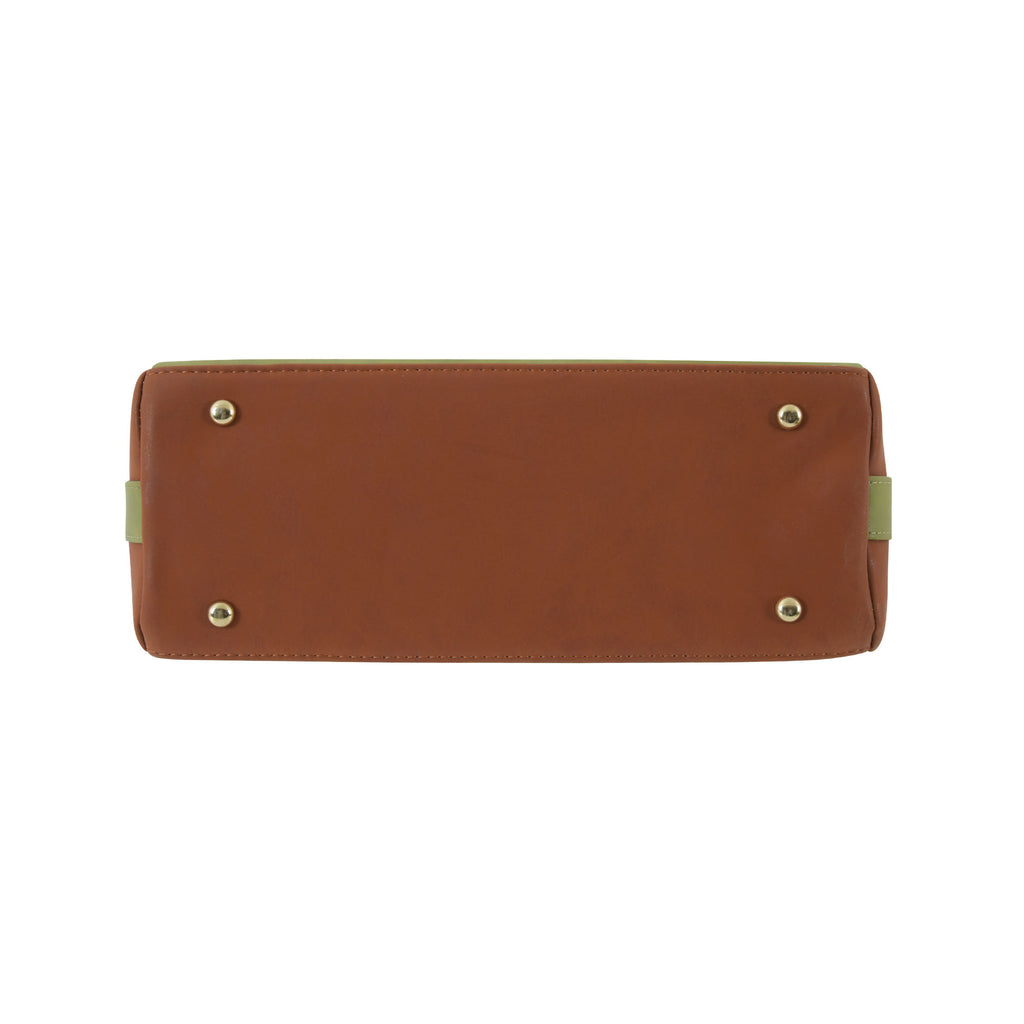 Dual Luxury Tote - Tan and Green