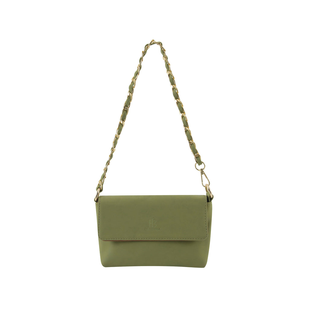 Dual Luxury Tote - Tan and Green