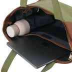 Dual Luxury Tote - Tan and Green