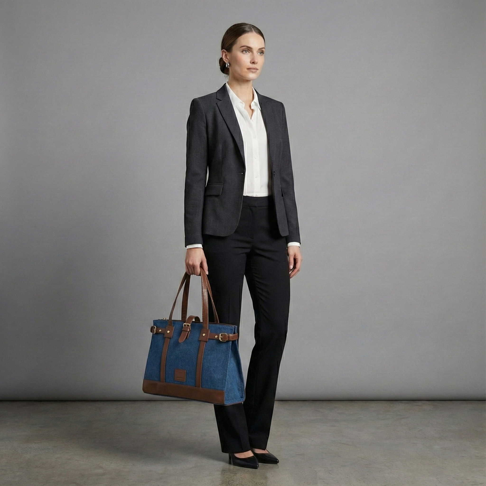 Denim Luxury Blue and Tan Tote