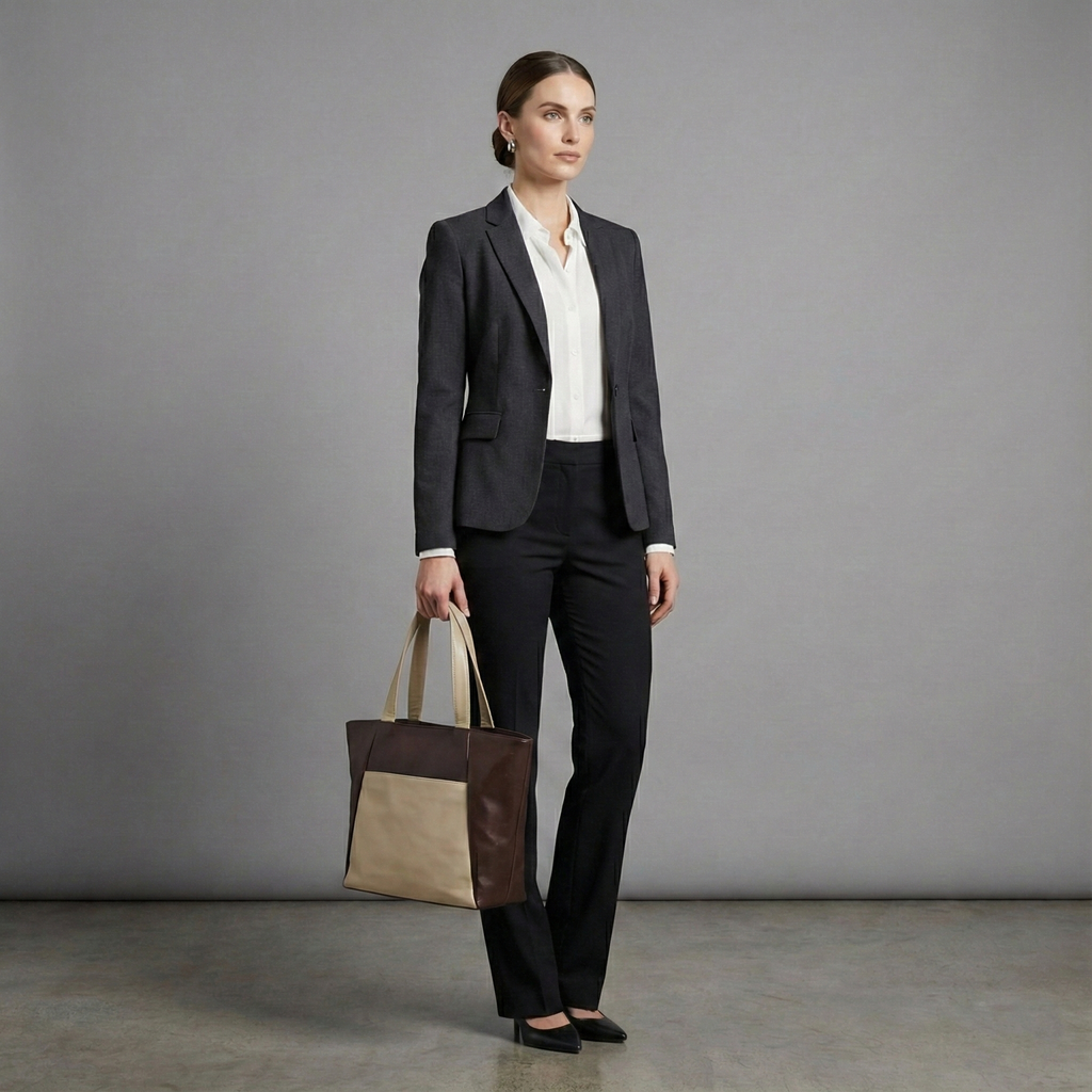 Dual Luxury Tote - Beige and Brown