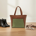 Dual Luxury Tote - Tan and Green